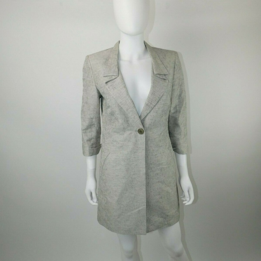 Lafayette 148 NY Long Metallic Silver Jacket